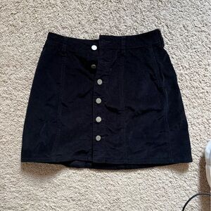 black corduroy button skirt